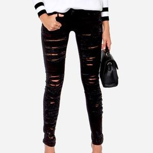 Blank NYC Skinny Classique Shredded Black Jeans